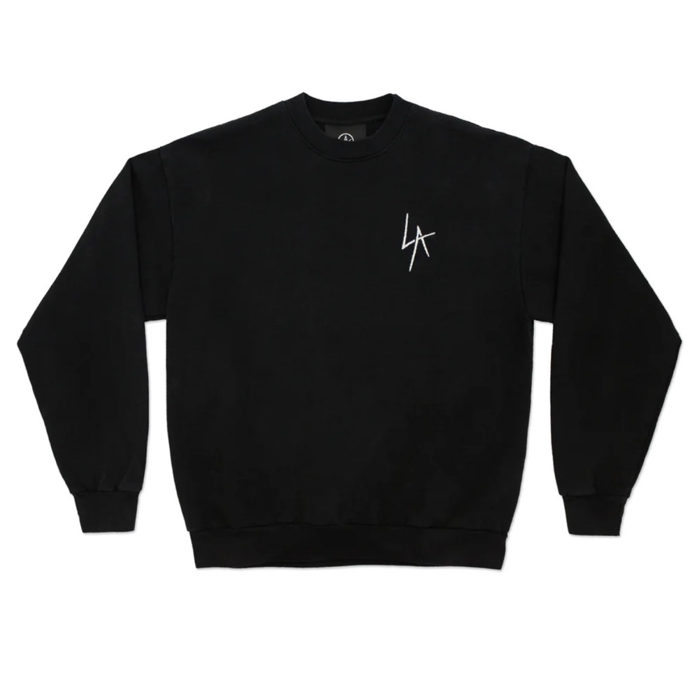 LOCAL AUTHORITY LA SLASH CREW NECK FLEECE BLACK SIZE MEDIUM BARELY WORN